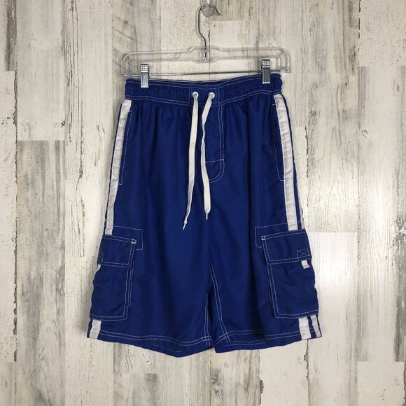 Okanu Surf Other - Okanu Surf Mens White Blue Athletic Swim Shorts M